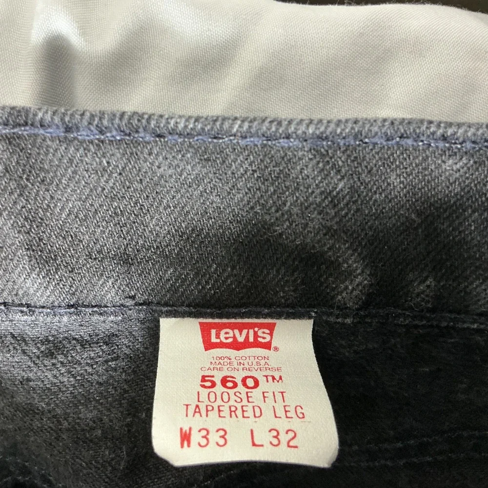 Levi's 560 Jeans Mens 33x32 Black Orange Tab Loose Fit Tapered‎ Made USA Vintage